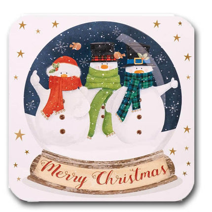 Γιορτινό κουτί Παραδοσιακής Επιλογής Μπισκότων Χριστουγέννων με χιονάνθρωπους σε χιονοθύελλα, 400gr.