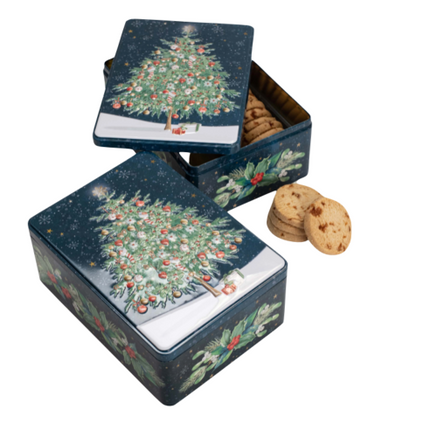 Γιορτινό Κουτί με Μπισκότα Καραμέλας σε Σχήμα Χριστουγεννιάτικου Δέντρου