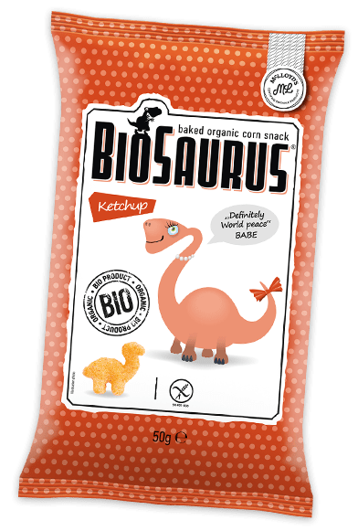 Βιολογικά Γαριδάκια Φούρνου BIOSaurus με Γεύση Κέτσαπ 50g - Υγιεινό Σνακ - Epilekton