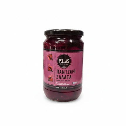 Σαλάτα παντζαριού Pella's Delicacies 720g χειροποίητη σε βάζο με βαθύ κόκκινο χρώμα