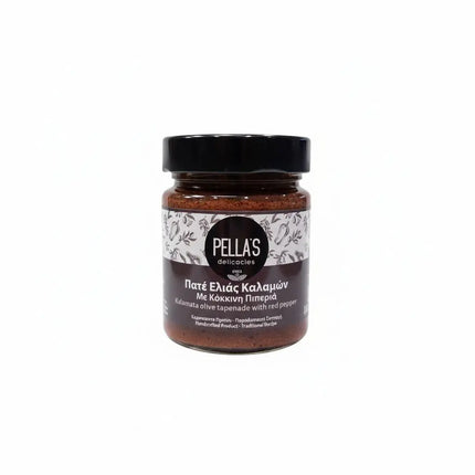 Πατέ ελιές Καλαμών με κόκκινη πιπεριά Pella's Delicacies 180g χειροποίητο σε βαζάκι