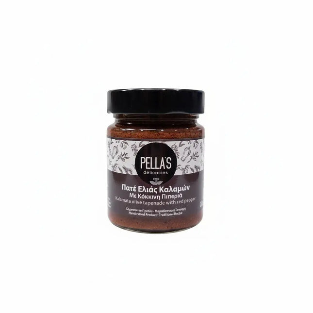 Πατέ ελιές Καλαμών με κόκκινη πιπεριά Pella's Delicacies 180g χειροποίητο σε βαζάκι