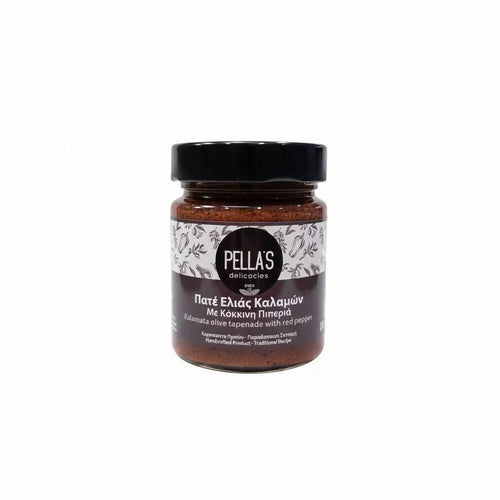 Πατέ ελιές Καλαμών με κόκκινη πιπεριά Pella's Delicacies 180g χειροποίητο σε βαζάκι
