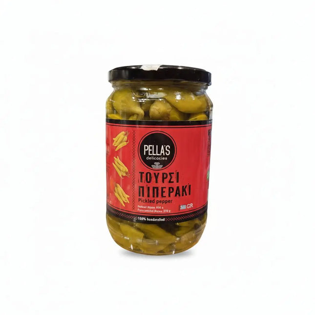 Τουρσί πιπεράκι Pella's Delicacies 800g χειροποίητο σε βάζο με τραγανά πράσινα πιπεράκια