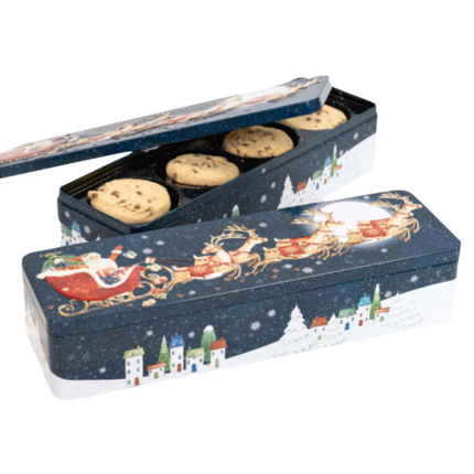 Γιορτινό Κουτί με Μπισκότα Σοκολάτας και Σχήμα Άγιου Βασίλη