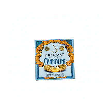 Cannolini γεμιστά με ταχίνι, επικάλυψη μαύρης σοκολάτας & σουσάμι Βομβύλας 170g – τραγανά πουράκια δώρου