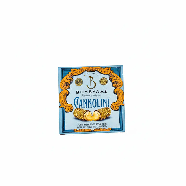 Cannolini γεμιστά με ταχίνι, επικάλυψη μαύρης σοκολάτας & σουσάμι Βομβύλας 170g – τραγανά πουράκια δώρου