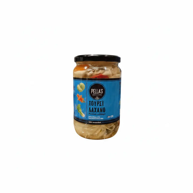 Τουρσί λάχανο Pella's Delicacies 680g χειροποίητο σε βάζο με τραγανά κομμάτια λάχανου, καρότο και πιπεριά