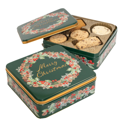 Κουτάκι με Χριστουγεννιάτικα Μπισκότα σε Σχήμα Στεφάνου